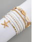 cheap Women&#039;s Bracelet-Women&#039;s Boho Shell Beaded Bracelet Set - 7-Piece Starfish Charm Stretch Bracelet in Various Colors for Summer Beach Wear and Resort Wear