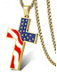 baratos Acessórios-Colar com Pingente de Cruz da Bandeira Americana – Tom de Ouro e Prata com Design da Bandeira dos EUA Estiloso e Moderno para Uso Casual e de Declaração