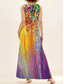 preiswerte Blumenkleider-Damen Maxikleid A Linie Kleid Sommerkleid Urlaub Lässig Boho Täglich Ferien Lässiger Schnitt Blumen Grafik Ärmellos V Ausschnitt Purpur Sommer
