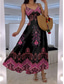 cheap Boho Dress-Women&#039;s Maxi Dress A Line Dress Slip Dress Vacation Casual Boho Going out Beach Regular Fit Floral Graphic Paisley Sleeveless V Neck Black Red Blue Purple Summer Spring