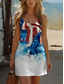 billiga Självständighetsdag Klänning-Independensdagen Kvinnors Patriotiska Fjärde Juli Mini Klänning Sundress A-linje Klänning Sommar Klänning Semester Casual Dagslös Passform Grafisk Flagga Ärmlös U-hals Blå Sommar