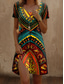 abordables Vestidos Boho-Mujer Mini vestido Vestido estilo camiseta Vestido de verano Vestido de cambio Casual Fiesta Playa Ajuste regular Graphic Tribal Abstracto Manga Corta Cuello redondo Naranja rojo Verano Primavera