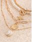 abordables Collar de mujer-Conjunto de collar bohemio de conchas y cuentas en capas para mujer: colgante turquesa estilo playa y dijes dorados para vacaciones de verano y festivales.
