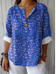 abordables Hauts d&#039;Art et de Design pour Femmes-Femmes Chemise Fleuri Graphique ancien Tropical Hawaïen manche longue Col en V Hauts Réguliers Quotidien Fête Tenue de plage Imprimé Rouge Bleu Violet Vert Été Printemps
