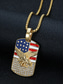 cheap Accessories-United States 250th Anniversary Men's American Flag Eagle Pendant Necklace – Gold Stainless Steel Patriotic Jewelry with Rhinestones for Independence Day, Veterans and Military Appreciation