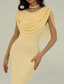 abordables Robes de cocktail-Robe midi capre sirène / trompette robes de cocktail robe élégante robe semi-formelle mariage longueur thé manches courtes col en V mousseline 2025