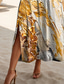 billiga Konst och design klänningar-Dam Maxiklänning T shirtklänning Solklänning Skiftklänning Sommarklänning Elegant Strandstil Fest Helgdag Strand Normal Abstrakt Marmortryck Kortärmad Rund hals Guld Sommar Vår