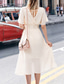 preiswerte Chiffonkleider-Damen Midikleid Cocktailkleid Kleid für Hochzeitsgäste Chiffonkleid Mode Modern Urlaub Teegesellschaft Wochenende Normale Passform Einfach Kurzarm V Ausschnitt Schwarz Weiß Rosa Aprikose Sommer