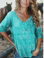 cheap Floral Tops-Women&#039;s Blouse Floral Graphic Stylish Casual 3/4 Length Sleeve Half Sleeve V Neck Regular Tops Daily Yellow Red Blue Purple Summer Spring