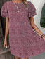 cheap Casual Floral Dresses-Women&#039;s Mini Dress Casual Dress Summer Dress Fashion Modern Daily Beach Weekend Regular Fit Graphic Short Sleeve Crew Neck Red Blue Green Summer