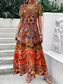 ieftine Rochie boho-Pentru femei Rochie Maxi Rochii Tricou Rochie de Vară Rochie de vară Vacanță Boho Concediu Fit regulat Grafic Tribal Abstract Manșon scurt Stil Nautic Galben Albastru piscină Mov Portocaliu Var