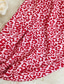 cheap Casual Floral Dresses-Women&#039;s Long Dress Maxi Dress Casual Dress Swing Dress Summer Dress Elegant Fashion Romantic Outdoor Holiday Date Regular Fit Leopard Half Sleeve Deep V Red Summer Spring