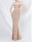 cheap Prom Dresses-Mermaid / Trumpet Prom Dresses Pink Dress Corset Dress Performance Wedding Floor Length Spaghetti Strap with Sequin