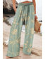 cheap Wide Leg &amp; High Waisted-Women&#039;s Wide Leg Chinos Baggy Pants Vacation Vintage Fashion Full Length High Waist Floral Graphic Printing Thermal Warm Breathable Soft Micro-elastic Vacation Street Causal Robin&#039;s Egg Blue White