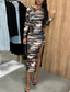 cheap Elegant Floral Dresses-Women&#039;s Midi Dress Floral Dress Summer Dress Fashion Modern Daily Date Weekend Regular Fit Flower Long Sleeve Crew Neck Black White Rose Summer