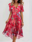 cheap Casual Floral Dresses-Women&#039;s Mini Dress Cocktail Dress Floral Dress Fashion Modern Outdoor Vacation Holiday Regular Fit Flower Short Sleeve V Neck Light Green Red Navy Blue Royal Blue Summer