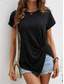 cheap Plain tee-Women&#039;s T Shirt Solid Color Plain Fashion Classic Casual Short Sleeve Crew Neck Regular Tops Daily Weekend Asymmetrical Black White Army Green Navy Blue Summer