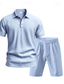 preiswerte Klassisches Poloshirt für Herren-Herren Golfshirt Golf Poloshirts Lässig Arbeit Revers Kurzarm Basic Modern Einfach 2 teilig Knöpfe Sommer Normale Passform Aprikose Weiß Marineblau Hellgrau Armeegrün Hellblau Golfshirt