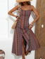 cheap Boho Dress-Women&#039;s Midi Dress Casual Dress Summer Dress Slip Dress Boho Dress Elegant Fashion Modern Daily Beach Weekend Regular Fit Striped Sleeveless V Neck Red Green Summer