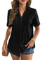 cheap Shirts-Women&#039;s Shirt Solid Color Basic Casual Short Sleeve Shirt Collar Regular Tops Daily Buttons Black White Pink Blue Summer