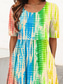 tanie Sukienka tie-dye i gradientowa-Damskie Sukienka midi Sukienka letnia Letnie sukienki Urlop Codzienny Codzienny Święto Regularny Graficzny Wzór tie-dye Rękaw 1/2 Półgolf Niebieski Lato