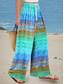 cheap Wide Leg &amp; High Waisted-Women&#039;s Wide Leg Chinos Baggy Pants Vacation Fashion Ethnic Style Full Length High Waist Floral Graphic Printing Breathable Soft Micro-elastic Formal Vacation Street Pink Blue Summer Spring Loose Fit