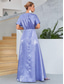 cheap Wedding Guest Dresses-Wedding Dresses A-Line V Neck Short Sleeve Floor Length Satin Bridal Gowns With Beading Solid Color 2025