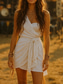 cheap Plain Dress-Women&#039;s Boho Dress Western Dress Vintage Mini Dress A Line Dress Slip Dress Off The Shoulder Dress Vacation Casual Outdoor Going out Beach Regular Fit Solid Color Graphic Sleeveless One Shoulder