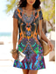 abordables Vestidos Boho-Mujer Mini vestido Vestido estilo camiseta Vestido de una línea Vestido de verano Casual Diario Ajuste regular Graphic Tribal Manga Corta Cuello redondo Azul Piscina Morado Naranja Verde Trébol