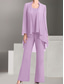 billiga Under 129,99 USD-Byxdress Mor till bruden Klänning Bröllop Gäst Elegant Enkel Ädel Hals Golvlängd Chiffong Långa Ärmar med Enfärgad