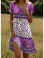 preiswerte Boho Kleider-Damen Minikleid T-Shirt-Kleid Sommerkleid Shiftkleid Urlaub Lässig Boho Party Strand Standard Passform Blumen Grafik Stammes Kurzarm Rundhalsausschnitt Gelb Rote Blau Purpur Sommer Frühling
