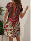 cheap Boho Dress-Women&#039;s Mini Dress Knit Dress Casual Dress T Shirt Dress Tee Dress Sundress Vacation Casual Beach Regular Fit Floral Graphic Vintage Short Sleeve V Neck Red Blue Purple Green Summer Spring