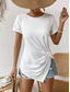 cheap Plain tee-Women&#039;s T Shirt Solid Color Plain Fashion Classic Casual Short Sleeve Crew Neck Regular Tops Daily Weekend Asymmetrical Black White Army Green Navy Blue Summer