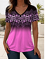 cheap Boho tee-Women&#039;s T Shirt Ombre Graphic Geometric Vintage Stylish Casual Short Sleeve V Neck Regular Tops Daily Print Blue Purple Green Summer Spring