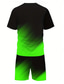 abordables Ensembles de t-shirts imprimés pour hommes-Homme Dégradé 2 pièces Ensembles de tees Hauts d'été Manche Courte Pantalon court Col ras du cou Athleisure Sport &amp; Loisir Occasionnel Quotidien Impression 3D Été Vert Rouge Bleu
