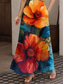 ieftine Rochii florale-Pentru femei Rochie Maxi Rochie A line Rochie de vară Rochie cu umeri Vacanță Casual Petrecere Dată Fit regulat Floral Grafic Fără manșon Pătrat Portocaliu Vară Primăvară