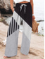 cheap Wide Leg &amp; High Waisted-Women&#039;s Wide Leg Chinos Baggy Pants Vacation Vintage Fashion Full Length High Waist Graphic Geometric Abstract Drawstring Printing Soft Breathable Micro-elastic Vacation Causal Casual Black Grey