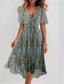cheap Casual Floral Dresses-Women&#039;s Mini Dress Cocktail Dress Floral Dress Fashion Modern Outdoor Vacation Holiday Regular Fit Flower Short Sleeve V Neck Light Green Red Navy Blue Royal Blue Summer