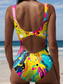 billiga One-piece-baddräkter-Kvinnors Badkläder En Del Baddräkt Strand Kläder Sommar Grafisk Geometrisk U Hals Ärmlösa Badkläder