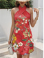 abordables Robes fleuries-Femmes Mini Robe Robe d&#039;Été Robe trapèze Robe dos nu Vacances Occasionnel Sortir Coupe régulière Fleuri Graphique Sans manches Col en V Blanche Vert Claire Rose Claire Rouge Été