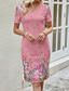 cheap Print Floral Dresses-Women&#039;s Mini Dress Summer Dress Boho Dress Fashion Modern Daily Beach Weekend Regular Fit Floral Short Sleeve V Neck Black Pink Red Navy Blue Summer
