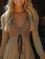 cheap Boho Dress-Women&#039;s Mini Dress Boho Dress Western Dress Fashion Classic Outdoor Vacation Holiday Regular Fit Plain Long Sleeve V Neck Khaki Summer