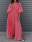 cheap Casual Floral Dresses-Women&#039;s Long Dress Maxi Dress Casual Dress Swing Dress Summer Dress Elegant Fashion Romantic Outdoor Holiday Date Regular Fit Leopard Half Sleeve Deep V Red Summer Spring