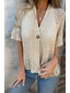 cheap Women&#039;s Plain Tops-Women&#039;s Blouse Plain Basic Modern Casual Half Sleeve V Neck Regular Tops Daily Holiday Going out Buttons Black White Pink Brown Green Summer