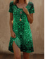 preiswerte Kunst &amp; Design Kleider-Damen Minikleid T-Shirt-Kleid Sommerkleid Shiftkleid Lässig Strand Normale Passform Grafik Abstrakt Kurzarm Rundhalsausschnitt Grün Sommer Frühling