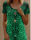 preiswerte Kunst &amp; Design Kleider-Damen Minikleid T-Shirt-Kleid Sommerkleid Shiftkleid Lässig Strand Normale Passform Grafik Abstrakt Kurzarm Rundhalsausschnitt Grün Sommer Frühling