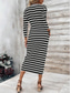 abordables Vestido Sencillo-Mujer Mini vestido Vestido tubo Vestido ajustado Vestido de verano Casual Diario Ajuste regular A Rayas Manga 3/4 Cuello Barco Negro Blanco Azul Piscina Verano