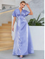 cheap Wedding Guest Dresses-Wedding Dresses A-Line V Neck Short Sleeve Floor Length Satin Bridal Gowns With Beading Solid Color 2025