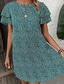 cheap Casual Floral Dresses-Women&#039;s Mini Dress Casual Dress Summer Dress Fashion Modern Daily Beach Weekend Regular Fit Graphic Short Sleeve Crew Neck Red Blue Green Summer