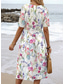 preiswerte Blumenkleid-Damen Midikleid Sommerkleid Faltenkleid Urlaub Lässig Strand Täglich Ferien Normale Passform Blumen Grafik Kurzarm Rundhalsausschnitt Weiß Rote Blau Grün Sommer